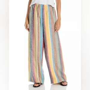 STAUD Bonfire Linen Pants XS Extra Small Multicolor Striped Wide Leg Pull On